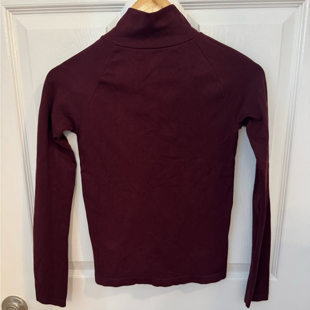 Free People Long Sleeve Turtleneck Top with Open Back - Wine